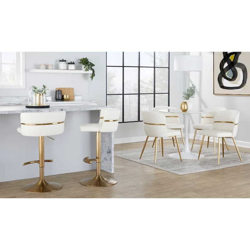 Adjustable Bar Stools with Rounded T Footrest Set of 2