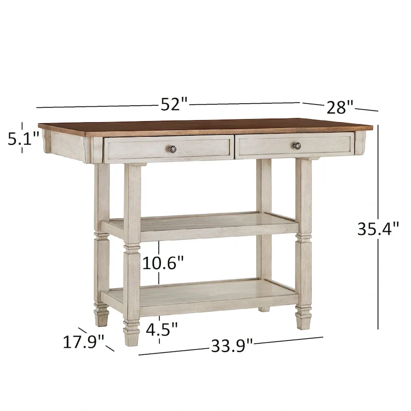 Elena 2-tone Antique Kitchen Island Buffet by iNSPIRE Q Classic