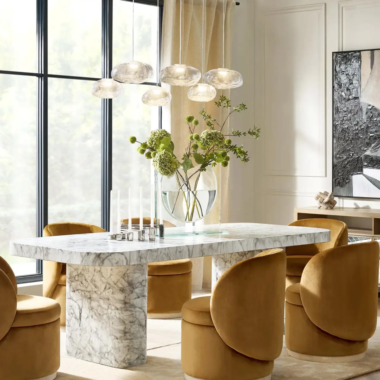 Modern Art LED Glass Island Chandelier