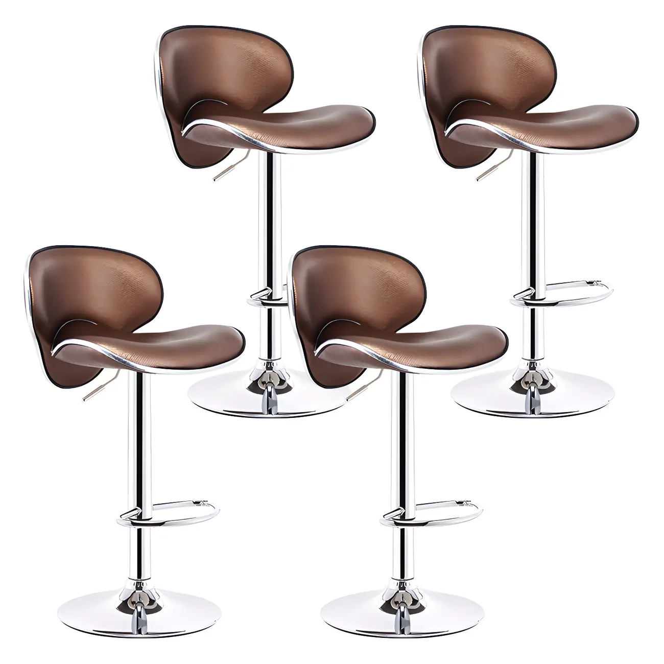 360° Swivel Faux Leather Bar Stools Adjustable Height Bucket Seat