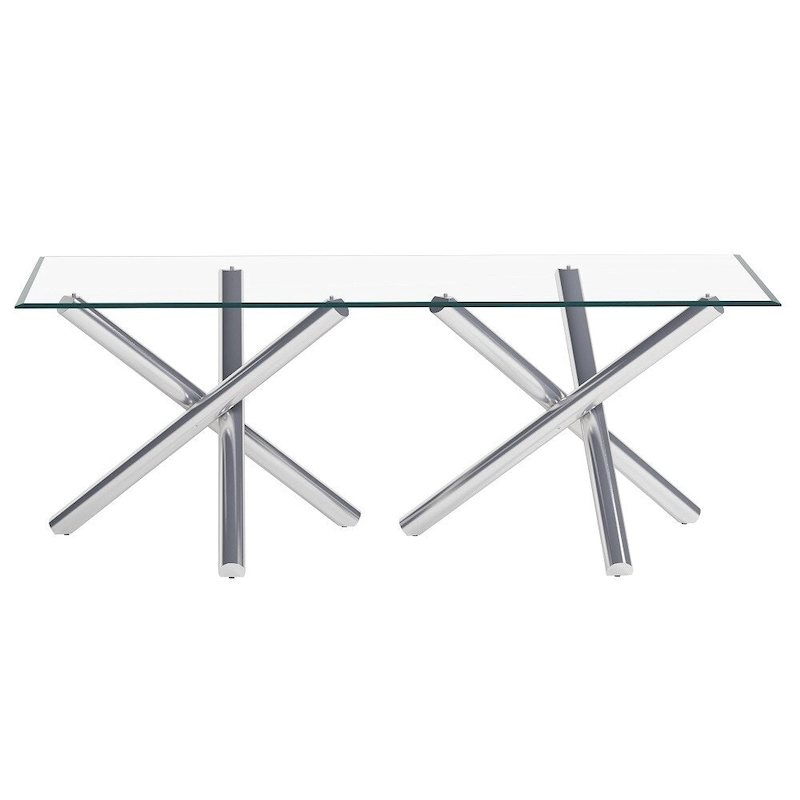 Somette Leilany 42 x 72 Rectangular Dining Table - Stainless Steel