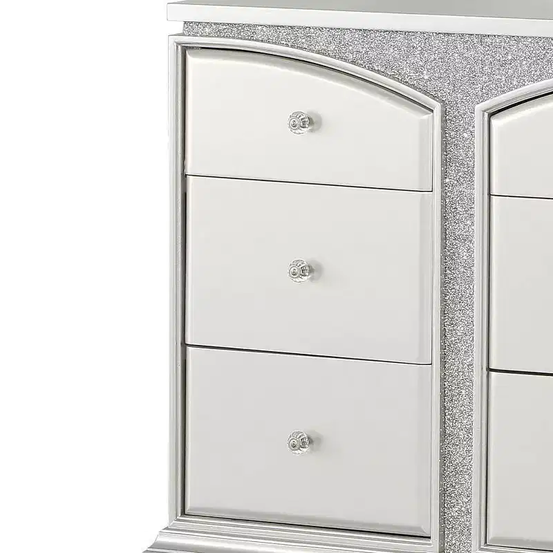 Maverick 67" Dressers Platinum - Acme Furniture: Glendale Style, 9 Drawers, Crystal Knobs, No Assembly Required