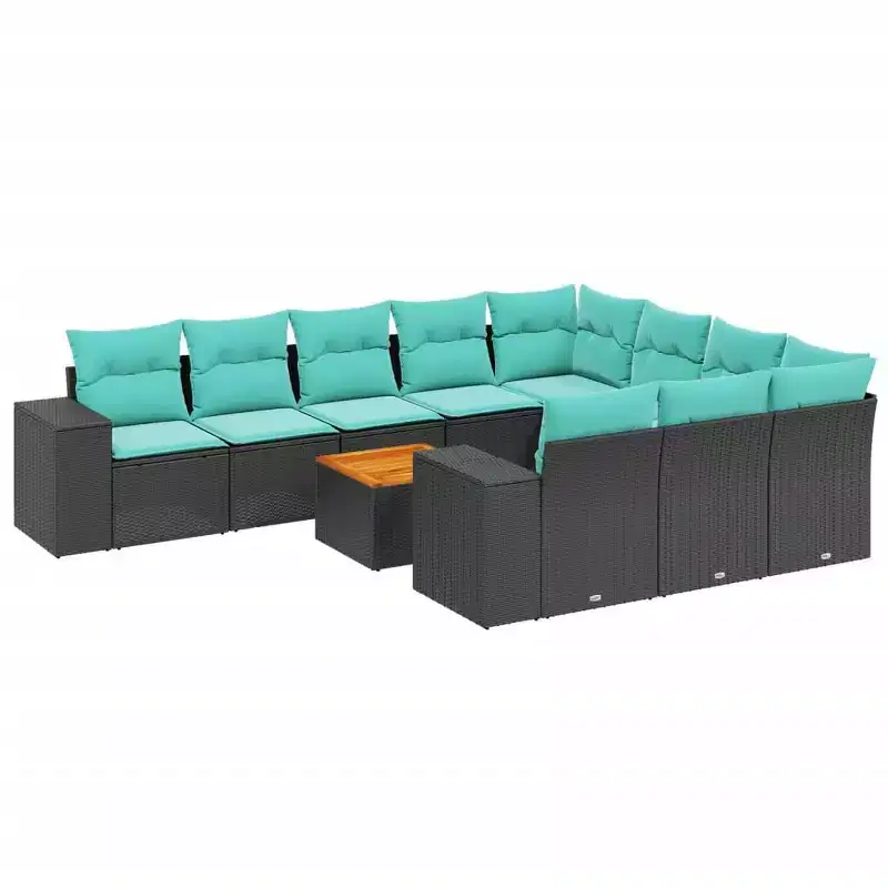 vidaXL 11 Piece Garden Sofa Set with Cushions Poly Rattan