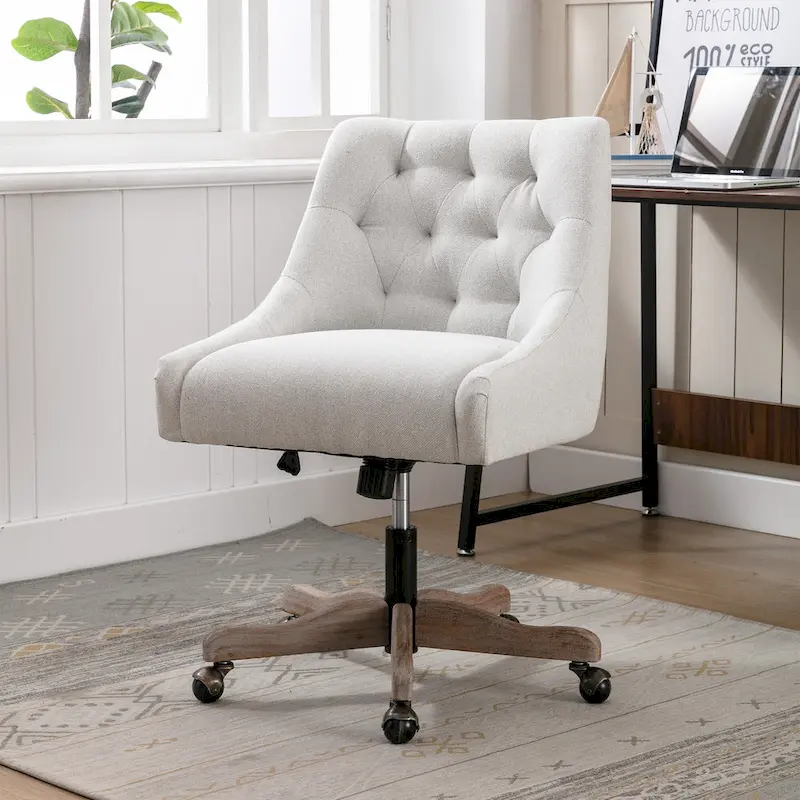 Grey/Blue/Brown/Beige Linen Office Chair, Modern Style, Single