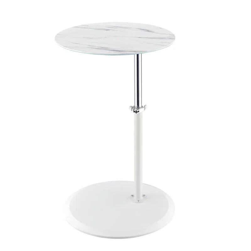 End Table with Height Adjustable Marble Textured Top