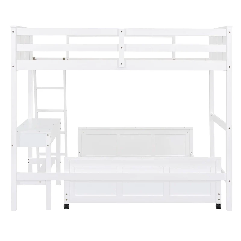 Twin Over Full Bunk Bed with Desk, Gray