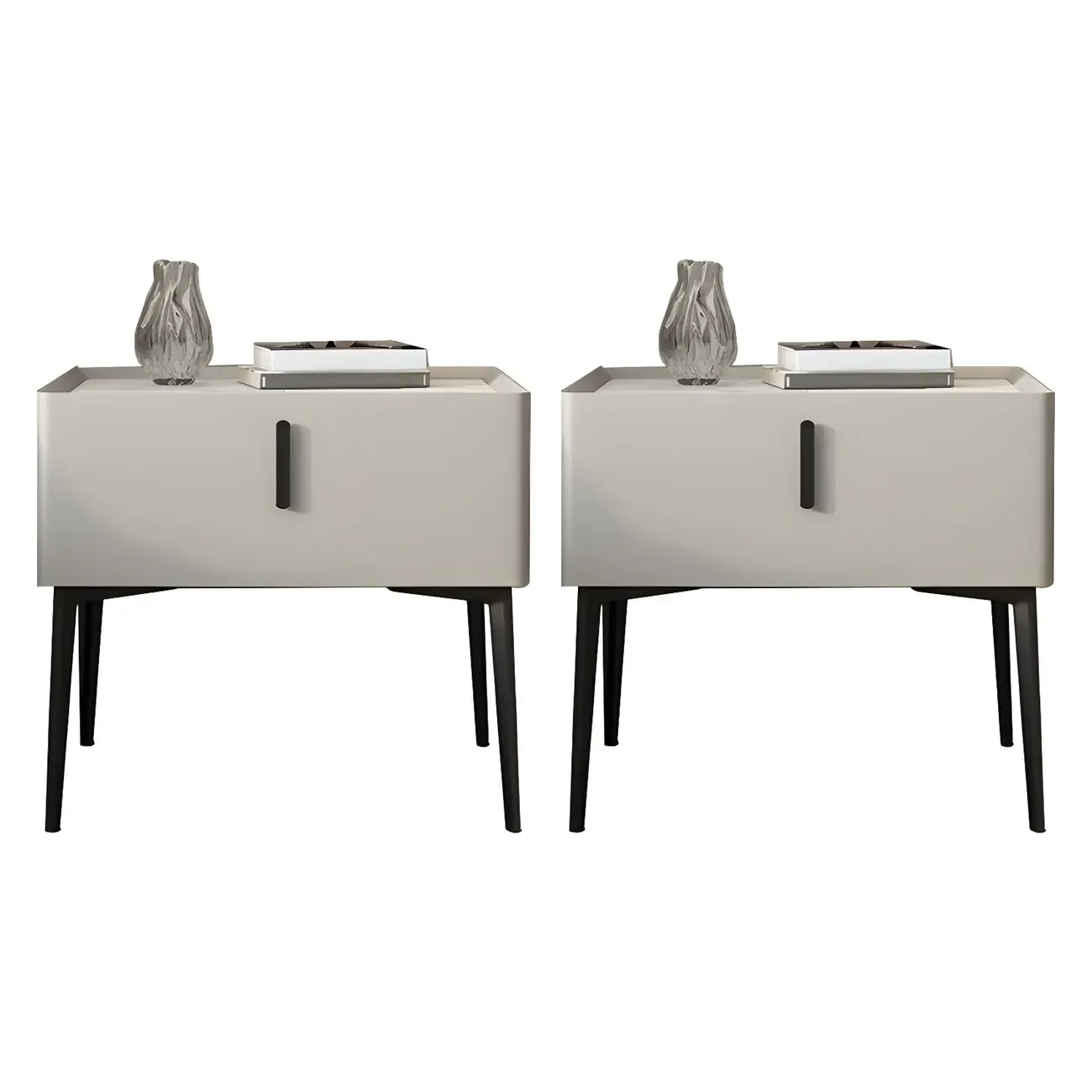 Trendy Narrow Cubic Wooden Nightstand with Legs