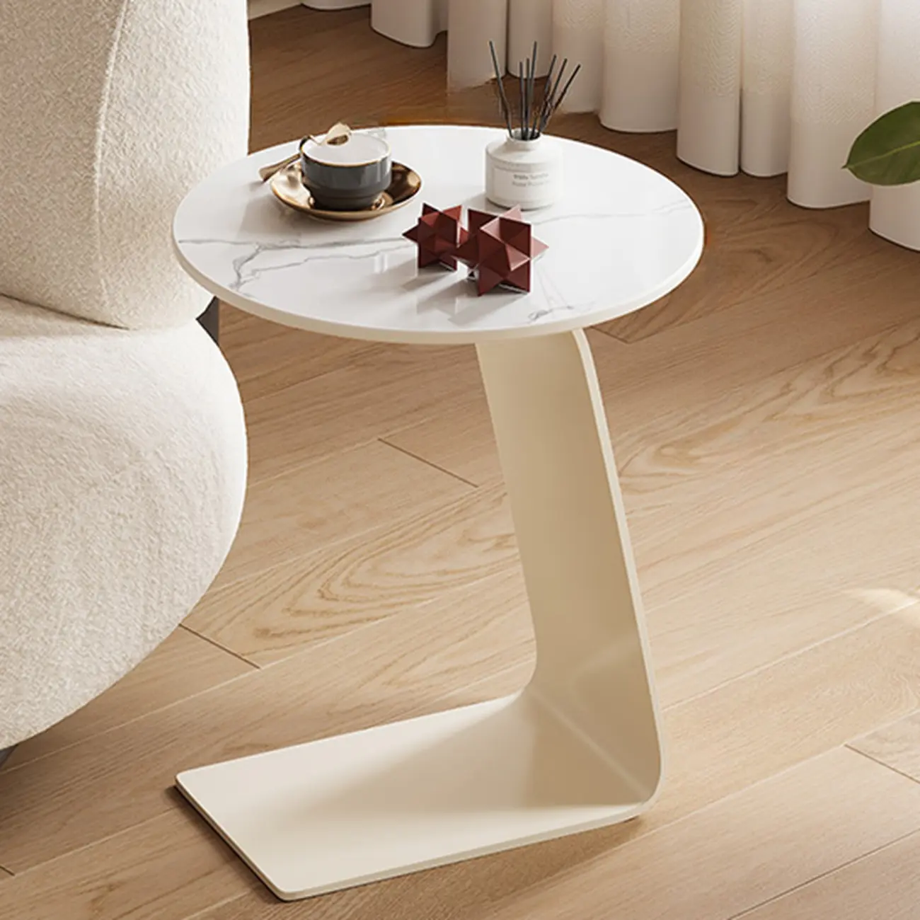 Minimalist Round Wood Top C Tables for Living Room