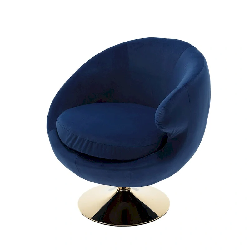 HOMEFUN Velvet 360 Degree Swivel Right Cuddle Barrel Accent Chairs