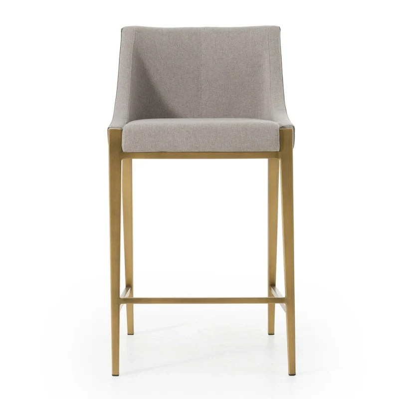 Modrest Fairview Contemporary Grey & Brass Counter Stool