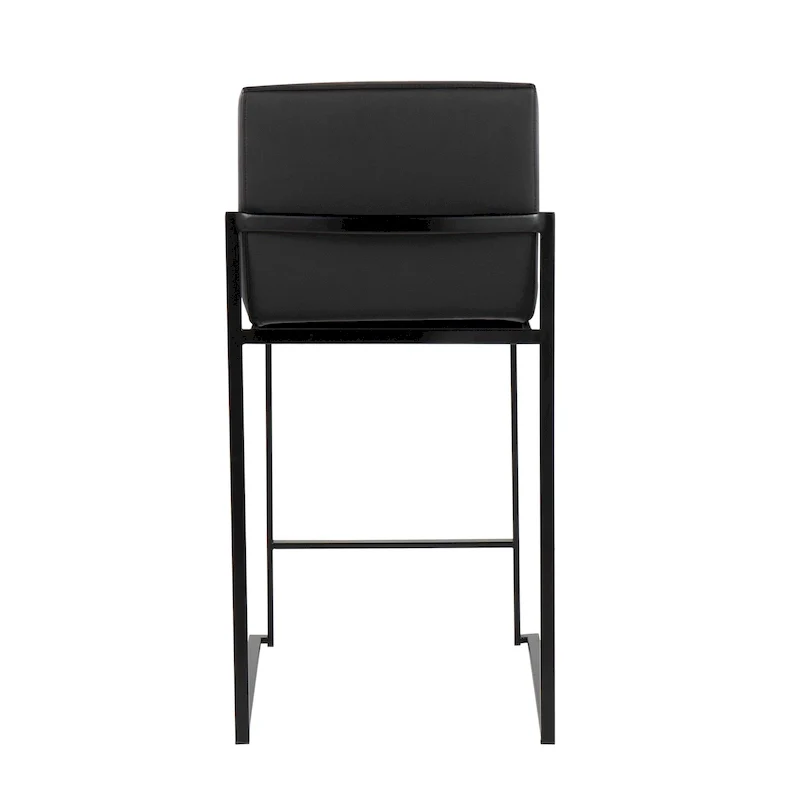 Black/Grey/White High Back Upholstered Counter Stool, Set of 2, 1-Person