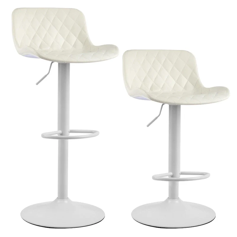 Faux Leather Adjustable Barstools Upholstered Counter Bar Pub Height Stools