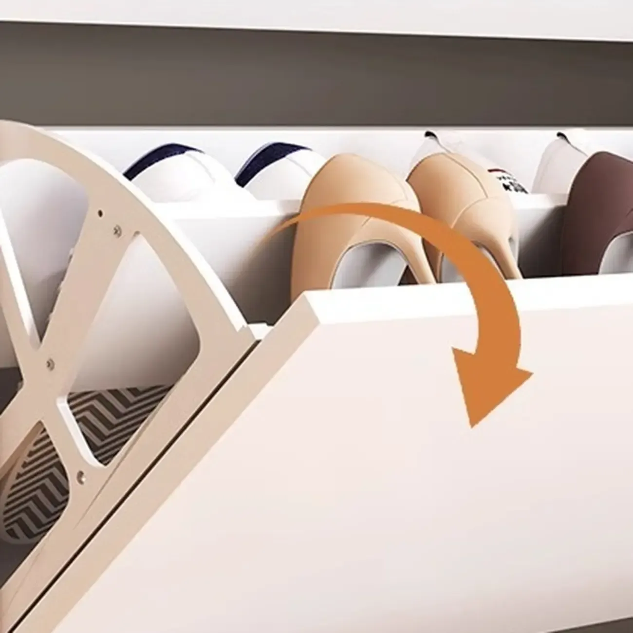 Entryway Modern Wood Shoe Cabinet with Flip-Out Drawer