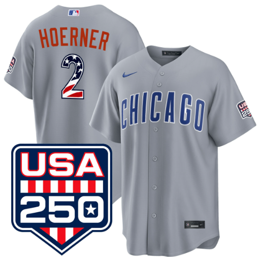 Nico Hoerner Chicago Cubs USA 250 Fourth of July Road Jersey