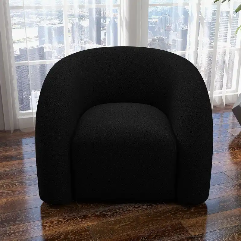 SEYNAR Modern Glam 360 Degree Swivel Teddy Upholstered Accent Armchair with Tufted Back