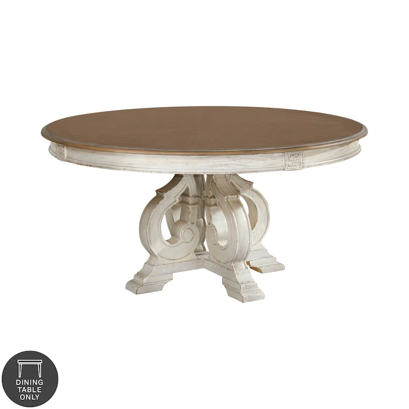 The Gray Barn Caelum Farmhouse Antique White 60-inch Wood Round Dining Table