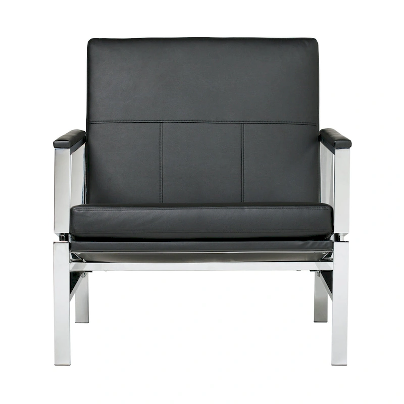 Strick & Bolton Regina Metal and Bonded Leather Mid Century Accent Chair