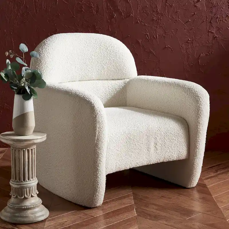 Boucle Accent Chair - 33 In W x 33.5 In D x 34 In H