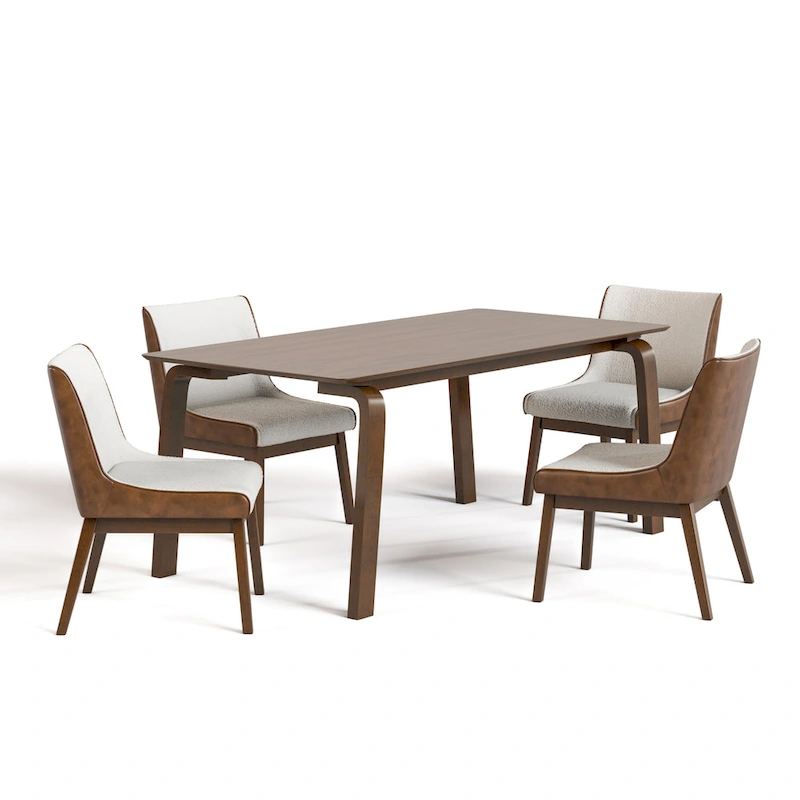 Furniture of America Beau I Mid-century Walnut 5-Piece Rectangle Dining Table Set