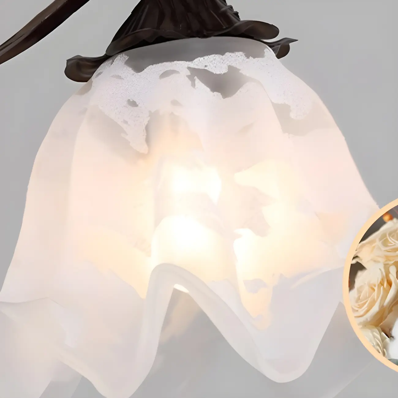 Modern White Glass Flower LED Bedside Pendant Lamp