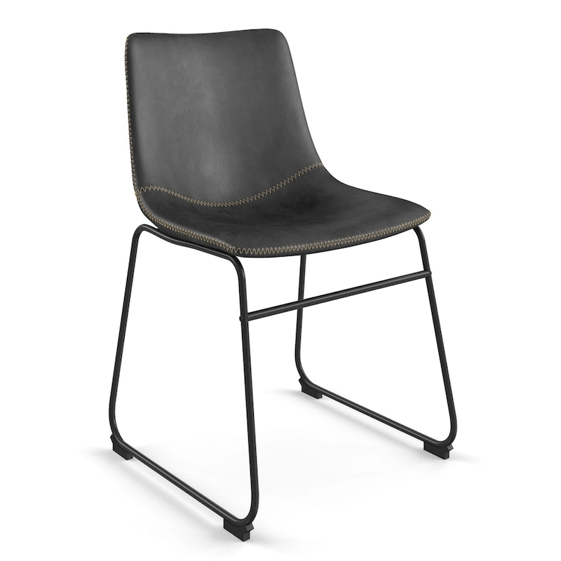 Petra Vegan Leather Side Chairs with Black Legs (Set of 2)