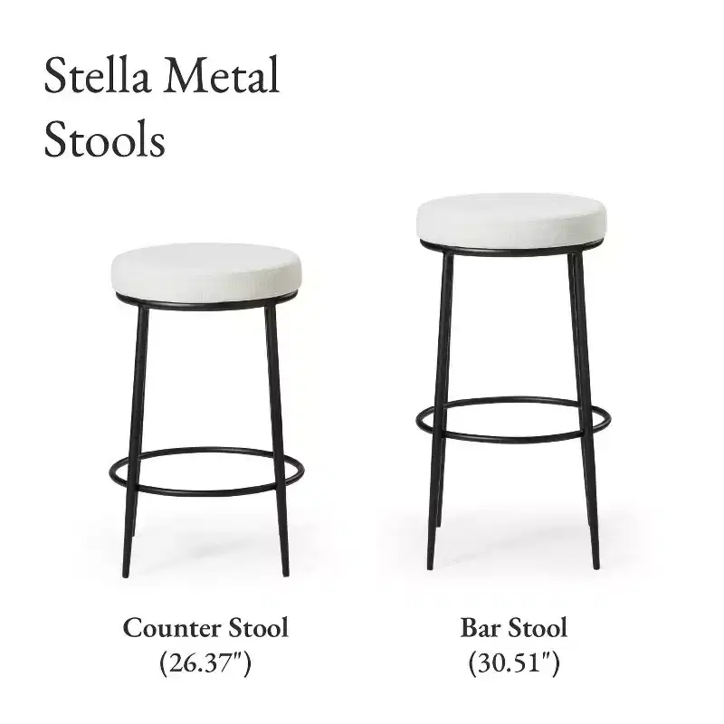 Maven Lane Stella Backless Metal Counter Stool with Fabric Upholstered Seat 26