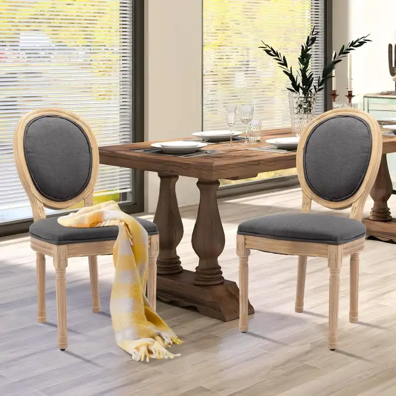 French Chair Dining Chair Solid Wood with Nailhead Trim Set of 2