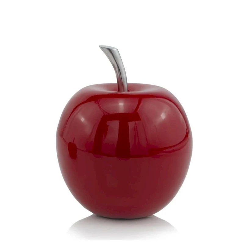 HomeRoots 11  Red and Silver Aluminum Decorative Apple - 5.5' X '11' X '5.5