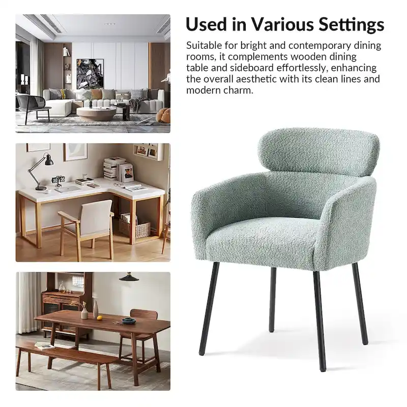 Amos Modern Boucle Dining Chair with Adjustment Feet