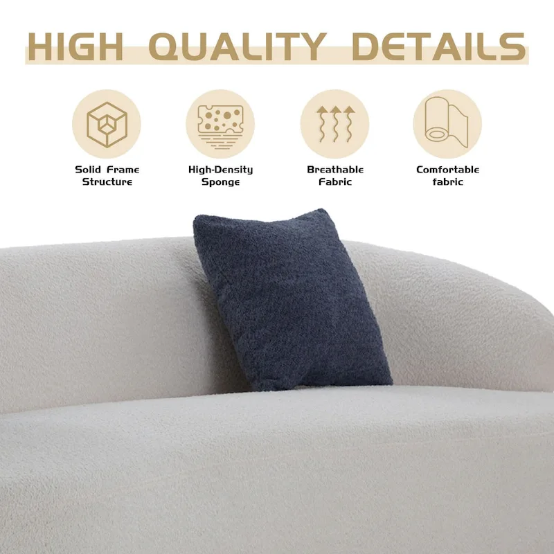 86.61in 3 Seater Modern Curved Upholstered Fabric Sofa Courch