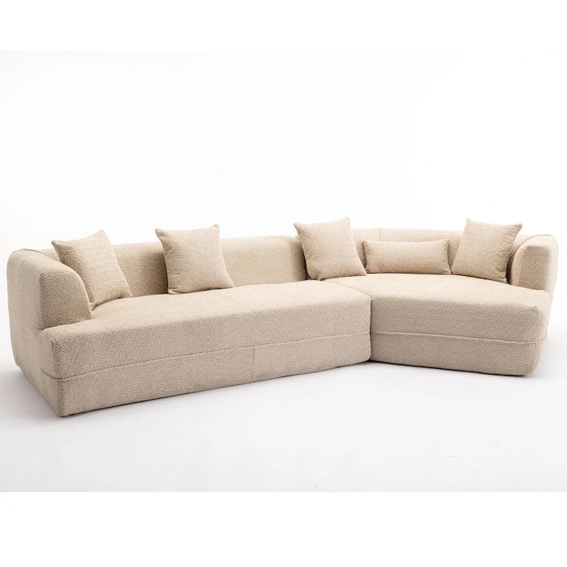 Boucle Modular Sleeper Sectional Sofa with Free Combination