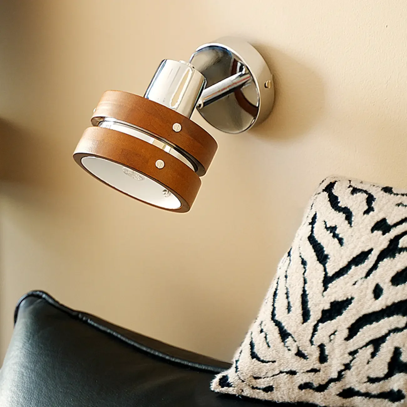 Contemporary Simplicity Walnut Chrome Wall Sconce
