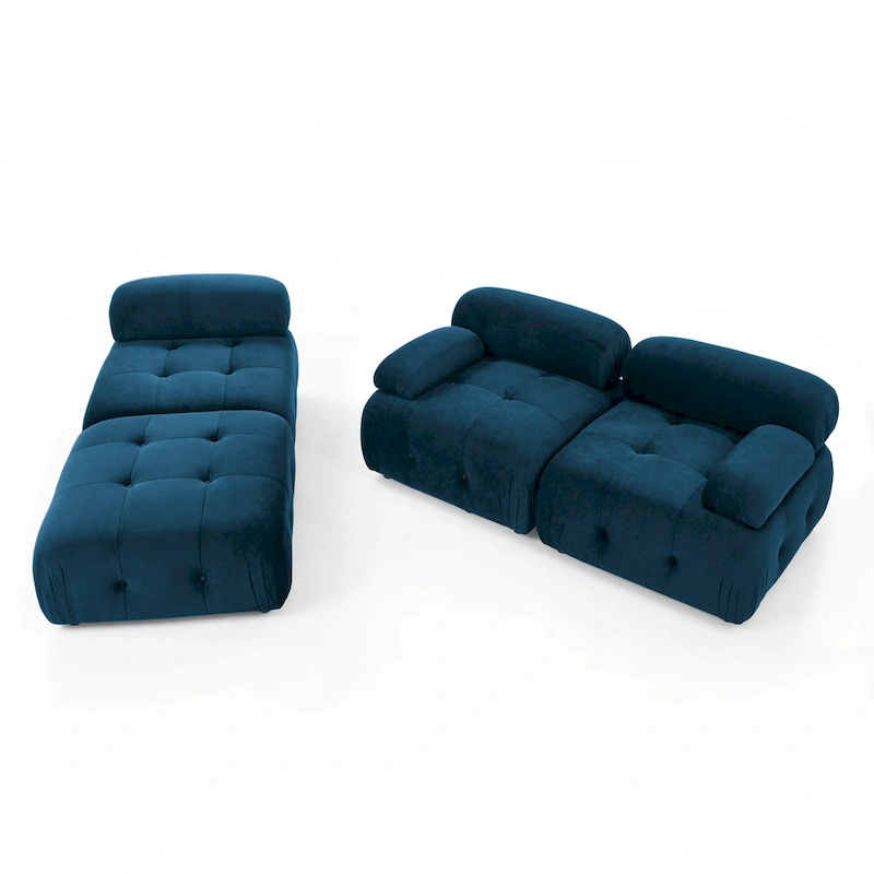 Blue 93 Modular L-Shaped 4-Seat Sectional Sofa with Reversible Ottoman