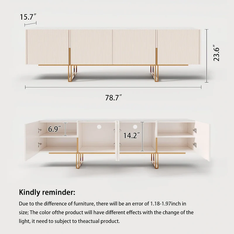 78.7  TV Stand, Entertainment Center with Faux Marble Top