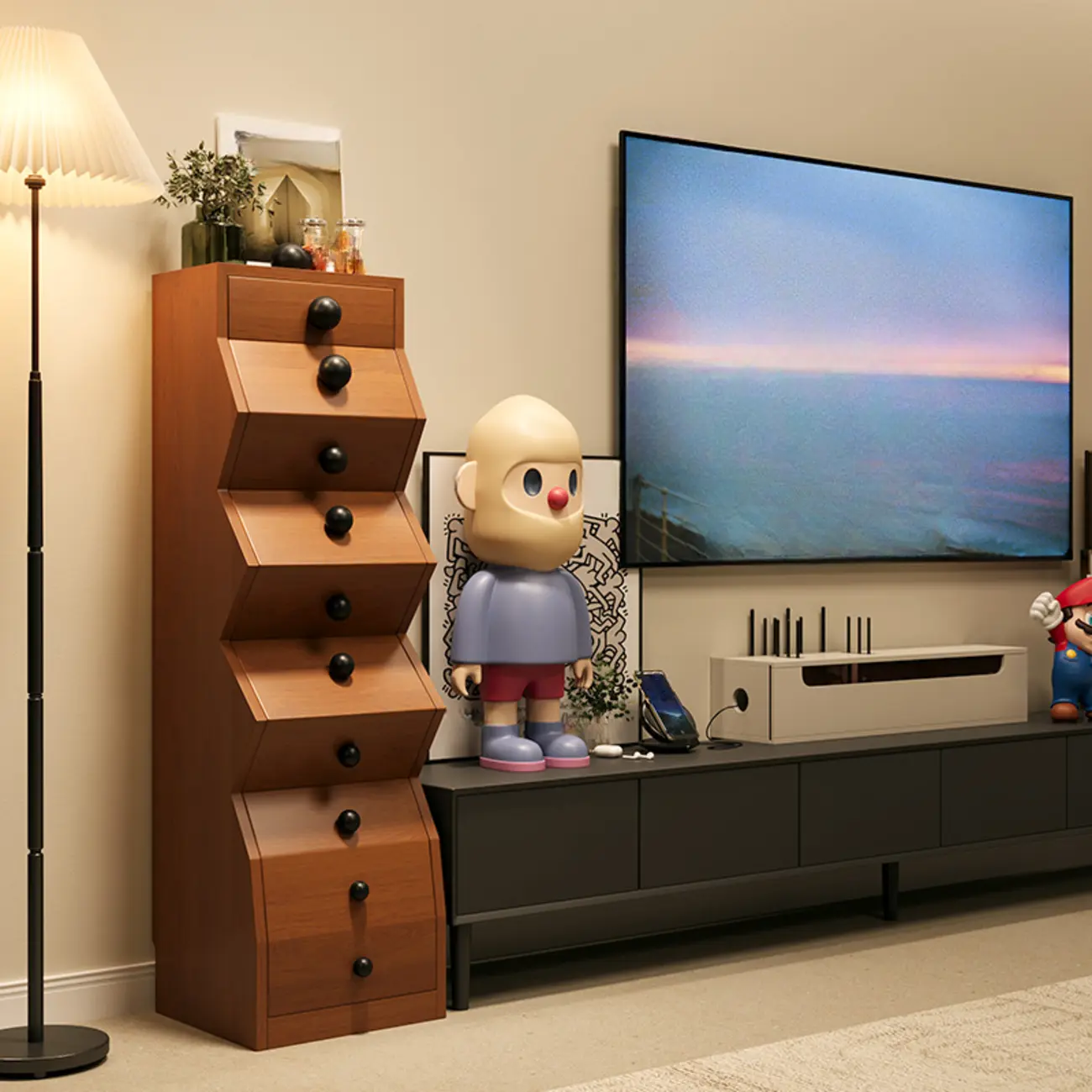 Modern Wood Top 3 Drawers Nightstand with Legs