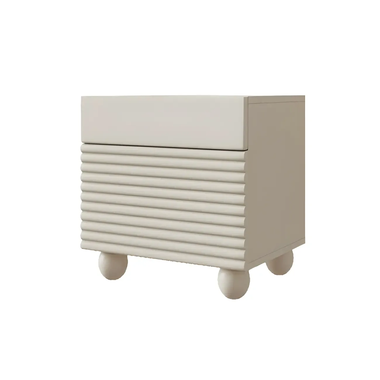 Narrow Cubic 2-Drawer Wood Small Bedside Table