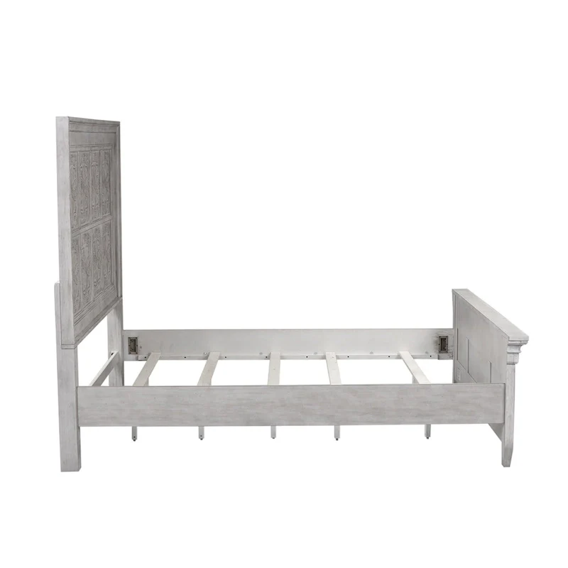 Heartland Antique White Tobacco King Opt Panel Bed
