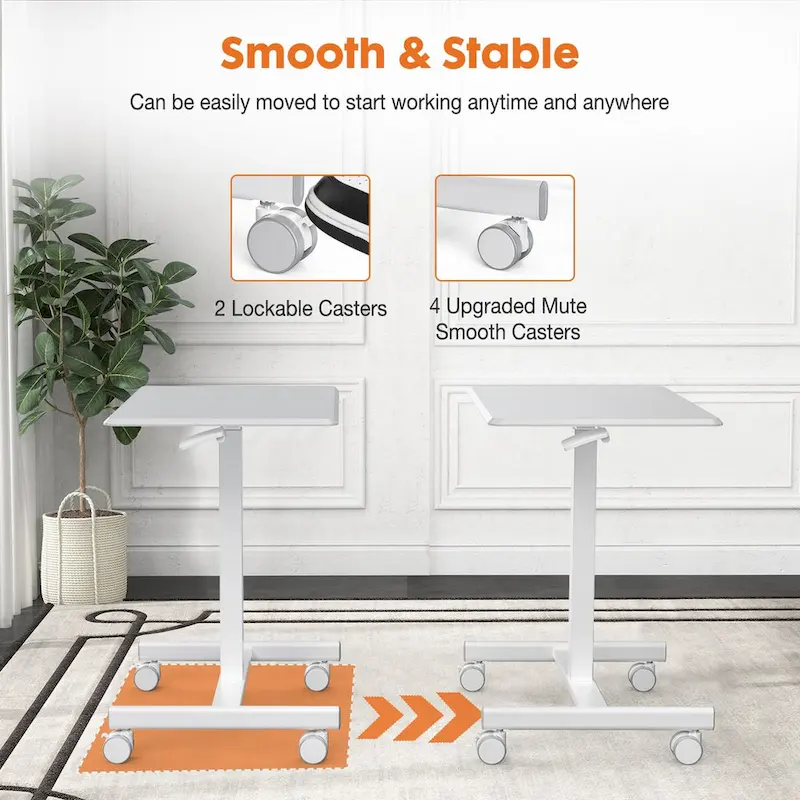 Mobile Rolling Standing Desk with Adjustable Height