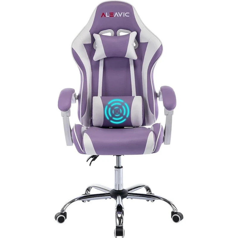 Racing Style PU Leather Gaming Chair – Height Adjustable, Single Seat (Orange / Grey / Pink / Blue / Black / Clear / Purple)