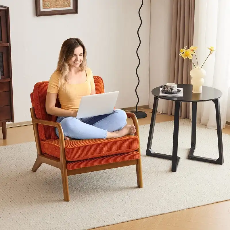 Upholstered Linen Blend Accent Chair