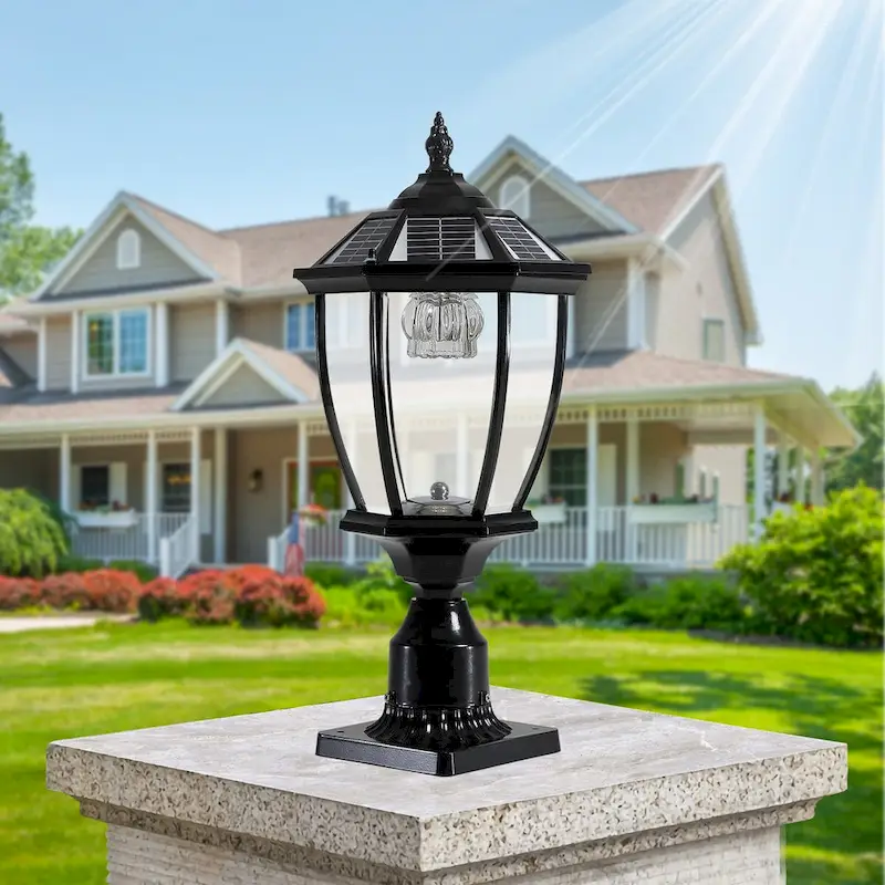 Solar Column Headlights With Dimmable LED(2 pack) - 9.45 L * 9.45 W * 20.08 H