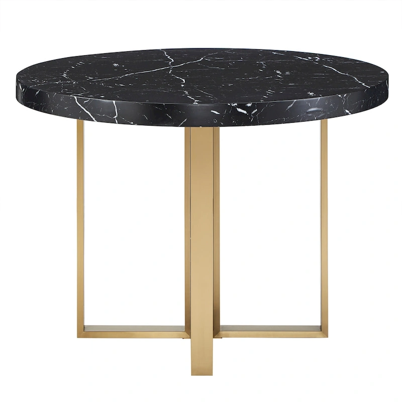 Saki 43 Wide Faux Marble Round Dining Table Set by iNSPIRE Q Modern