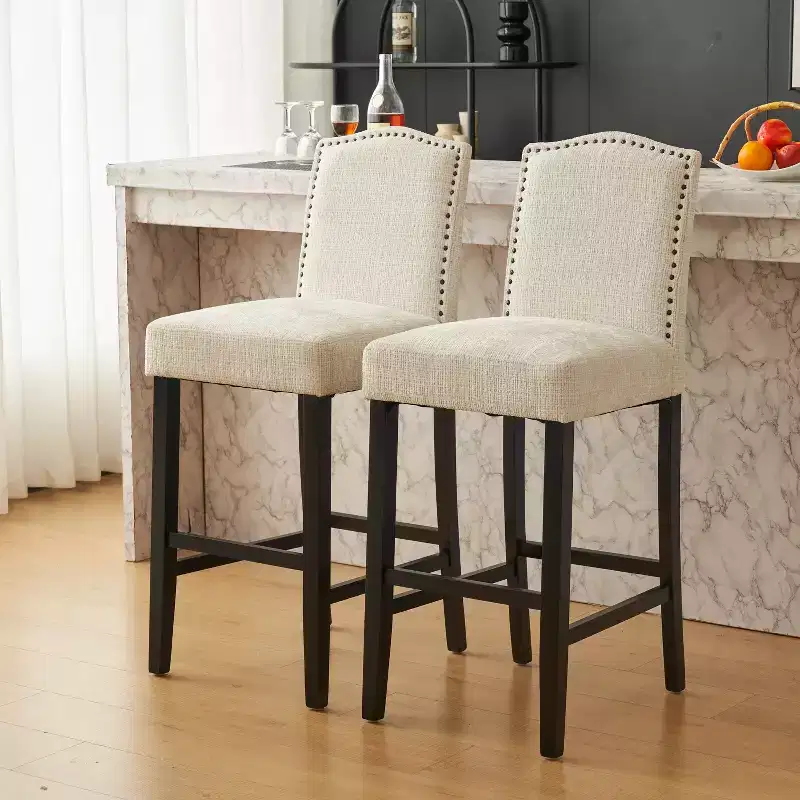 Set of 2 Bar Stool Counter Height Stool Dining Chair Pub Kitchen Stool, PU Leather Upholstered -ModernLuxe
