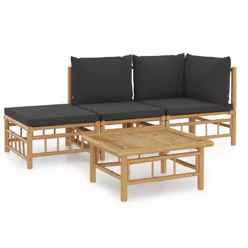 vidaXL 5 Piece Patio Lounge Set with Cushions Bamboo