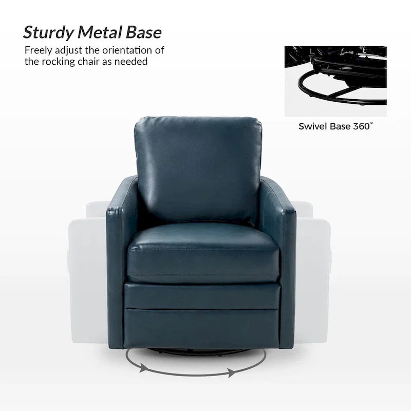 Transitional Swivel Faux Leather Barrel Chair with Metal Base
