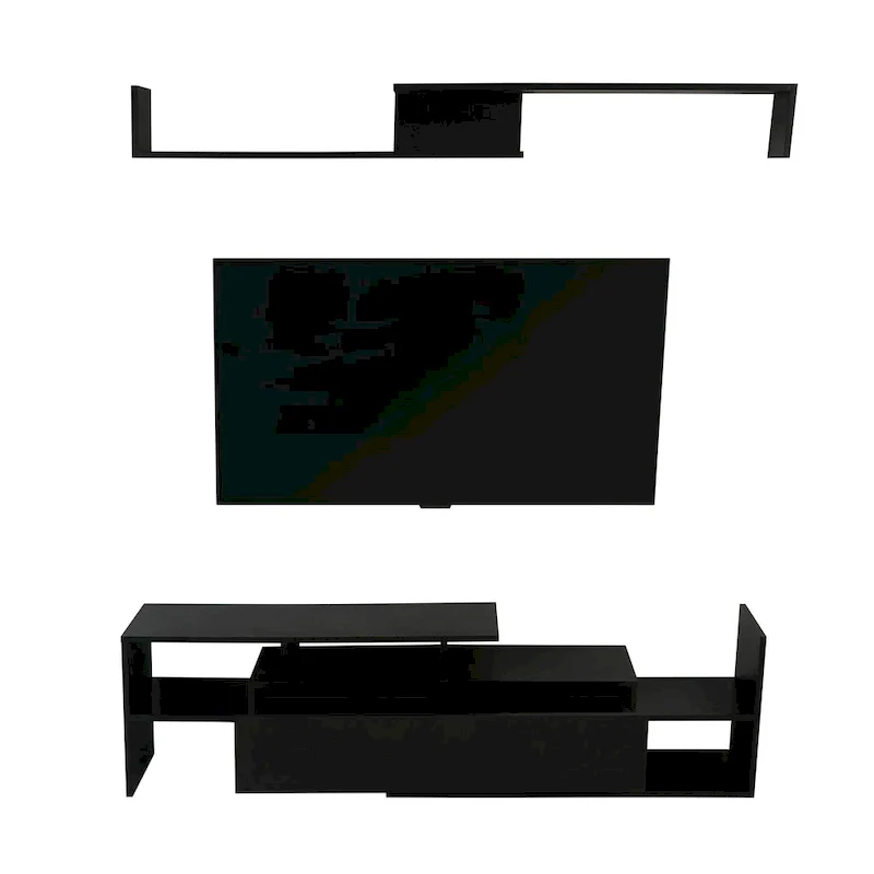 Surrey 60.2 2 Pc 1-Drawer Floating TV Stand Media Console with Open Shelves