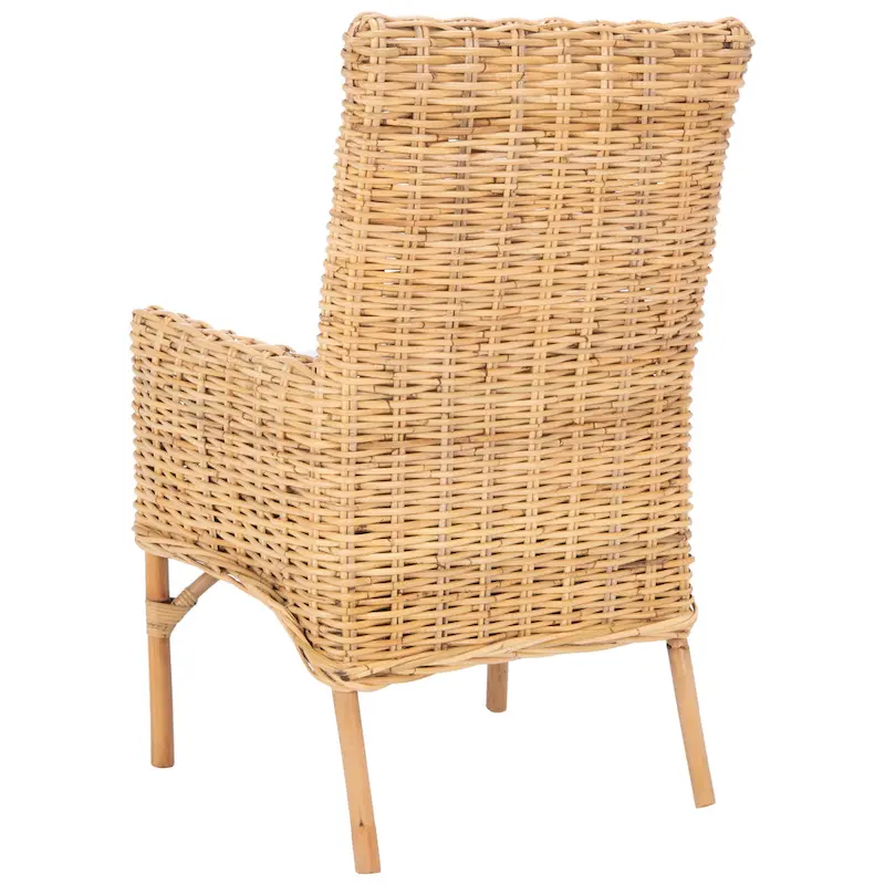 SAFAVIEH Winnifred Coastal Rattan Accent Chair with Cushion - 18.5  W x 22.8  L x 38.2  H - 19Wx23Dx38H
