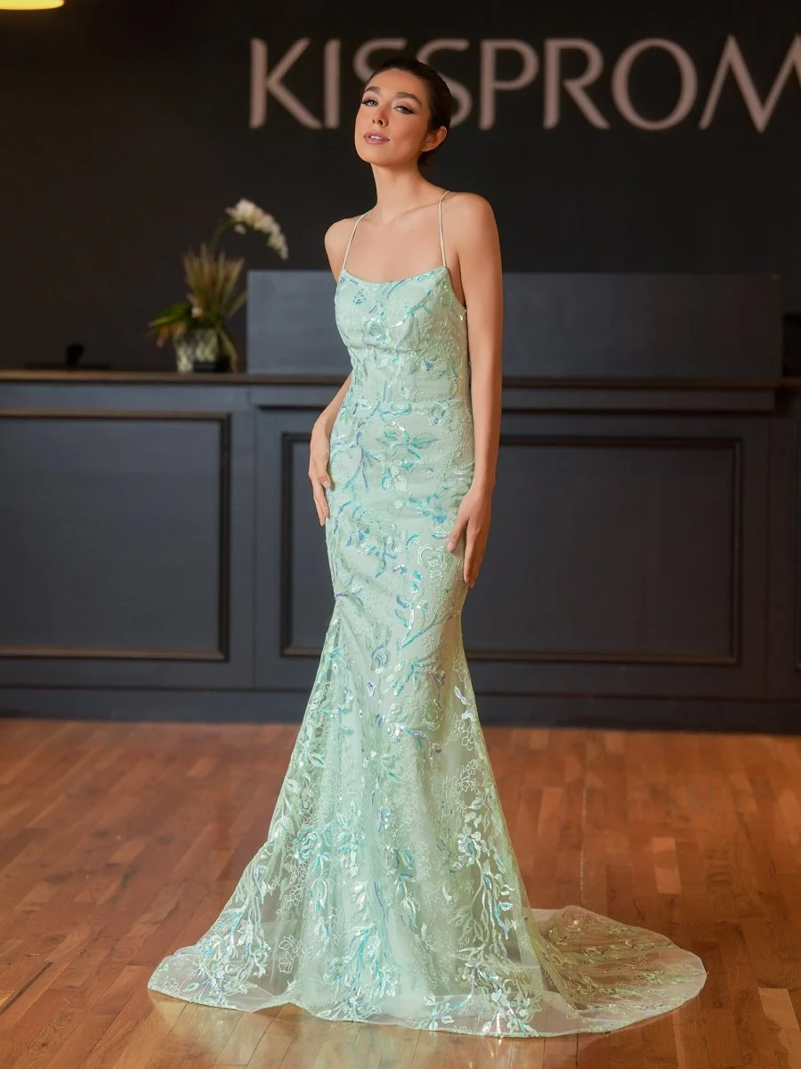 Mermaid Scoop Lace Long Prom Dress