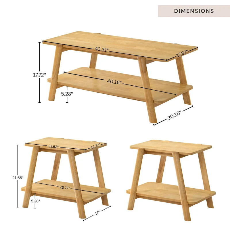 Mid-Century Wood Shelf Coffee Table