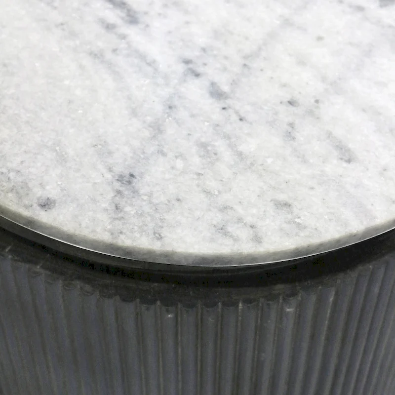 Gemma - Racetrack Sideboard Cabinet with Granite Top and Metal Legs - White and Charcoal Finish